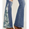 Vervet Women's Pound Medium Wash High Rise Floral Flare Jeans
