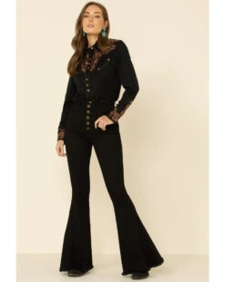 Scully Women's Floral Embroidered Western Shirt -Wild West Belle Sales 658137 89 P2