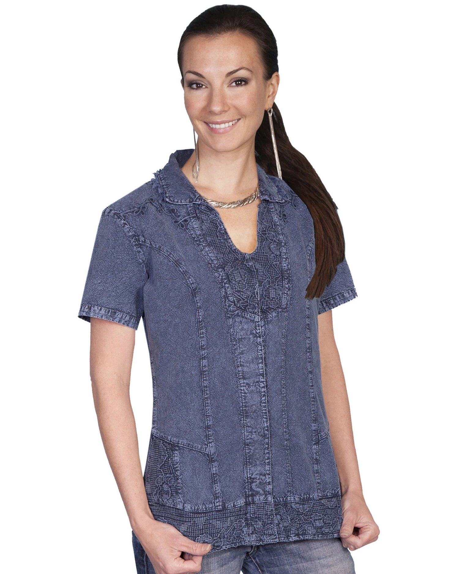 Scully Button Front Short Sleeve Top 1 Scully Button Front Short Sleeve Top